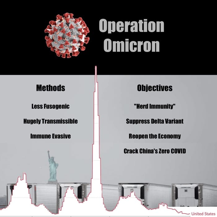 U.S. CDC SARS-CoV-2 virion, NYC morgue trucks, U.S. case spike, and the methods and objectives of Operation Omicron